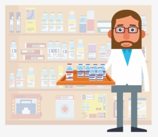 Medicine Bottle Pills Medication Png Image - Contact Pharmacy Technician Cartoon, Transparent Png, Transparent PNG