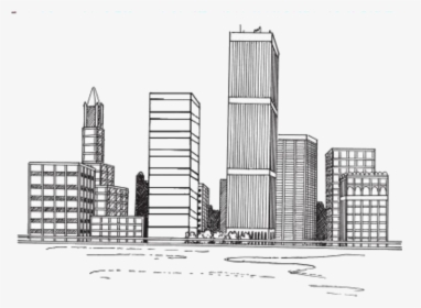 Clip Art New York Skyline Sketch - Draw A City Background, HD Png Download, Transparent PNG