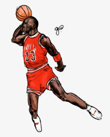 Jordan Cartoon Clipart Basketball Drawing Transparent - Michael Jordan Dunking Drawing, HD Png Download, Transparent PNG