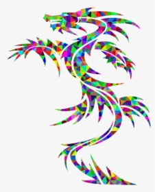 Prismatic Low Poly Tribal Dragon - Draghi Disegno Tattoo Tribale, HD Png Download, Transparent PNG