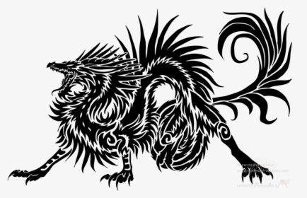 Dragon Clipart Tribal - Tribal Drawing Of Dragon, HD Png Download, Transparent PNG