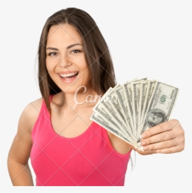 Woman Holding Money Png - 100 Us Dollar, Transparent Png, Transparent PNG