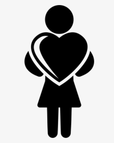 Woman Holding A Heart - Person With Heart Silhouette, HD Png Download, Transparent PNG