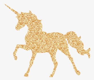 Unicorn Unicorns Glitter Glittery Fantasy Gold Golden - Glitter Rainbow Unicorn, HD Png Download, Transparent PNG