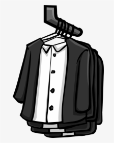 Wall Club Penguin Wiki - Clothes In The Hanger Clipart Black & White, HD Png Download, Transparent PNG
