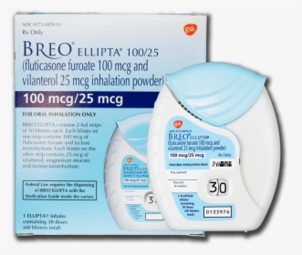 Breo Ellipta 100mcg Packaging Enlarged - Breo Ellipta 200 Mcg 25 Mcg, HD Png Download, Transparent PNG