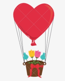 Clip Art Heart Hot Air Balloon - Heart Shape Parachute, HD Png Download, Transparent PNG