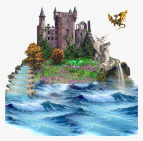 Painted Fairytale Castle Running Water Pattern Elements - Water Castle, HD Png Download, Transparent PNG
