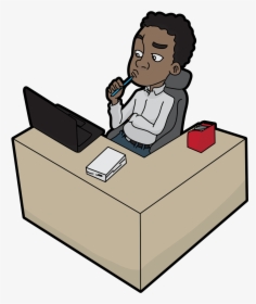 Thinking At Desk Cartoon, HD Png Download, Transparent PNG