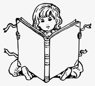 Book With Child Clipart Black And White, HD Png Download, Transparent PNG