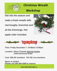 Christmas Wreath Workshop December 7 - Happy Holidays Banner, HD Png Download, Transparent PNG