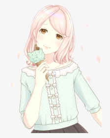 Transparent Kawaii Girl Png - Anime Girl With Ice Cream Drawing, Png Download, Transparent PNG