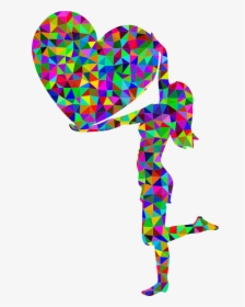 Prismatic Low Poly Woman With Big Heart - Background Design About Self Love, HD Png Download, Transparent PNG