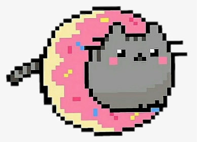 #donut #pixel #pixelart #cat #pusheencat #kawaii #tumblr - Kawaii Pixel Art Donut, HD Png Download, Transparent PNG