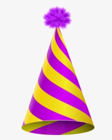 Party Hat Purple Yellow Transparent Clip Art Image - Transparent Background Party Hat Png, Png Download, Transparent PNG