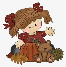Bonecas & Meninas Girls Clips, Fall Harvest, Autumn - Fall For Kids Clipart, HD Png Download, Transparent PNG