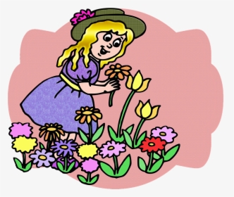 Girl, Blonde, Hat, Garden, Flowers, Spring, Child - Gambar Anak Di Taman Bunga, HD Png Download, Transparent PNG