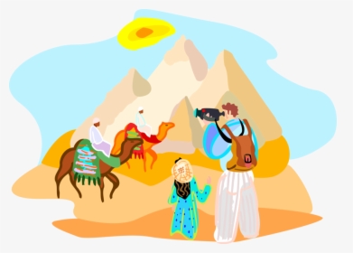 Vector Illustration Of Tourists Video Camels At Great - Tourism In Egypt Vector, HD Png Download, Transparent PNG