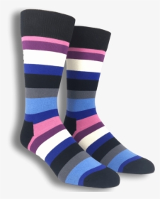 Black, Pink, And Blue Stripe Socks By Happy Socks - Hockey Sock, HD Png Download, Transparent PNG