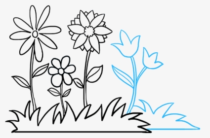 How To Draw Flower Garden - Draw A Flower Garden, HD Png Download, Transparent PNG