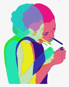 Ftestickers Woman Cigarette Smoking Painted Doubleexpos - Smoking Artidote, HD Png Download, Transparent PNG