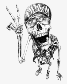 Transparent Skull Art Png - Skeleton Giving Peace Sign, Png Download, Transparent PNG