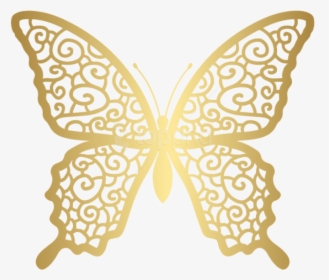 Download Decorative Free - Gold Butterfly Clipart Free, HD Png Download, Transparent PNG