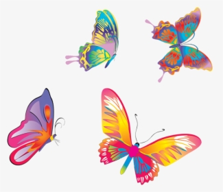 Colored Butterflies Fly Png Download - Flying Butterfly Png Hd, Transparent Png, Transparent PNG