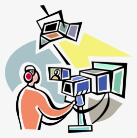 Vector Illustration Of Television Broadcast Studio - Tv Show Camera Clip Art, HD Png Download, Transparent PNG