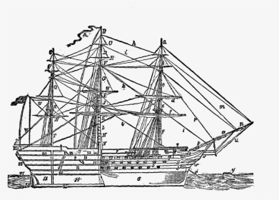 Digital Ship Clip Art Illustration - Transparent Vintage Ship Png, Png Download, Transparent PNG