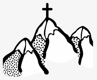 Lineart Clip Arts - Cross On Mountain Clip Art, HD Png Download, Transparent PNG