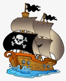 Vector Boats Pirate Pirate Ship Free Clip Art- - Pirate Ship Free Clipart, HD Png Download, Transparent PNG