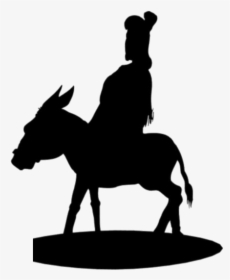 Woman Riding Donkey Png Black And White - Stallion, Transparent Png, Transparent PNG