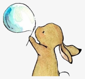 Rabbit Drawing Illustration - Animal Blowing Bubbles Drawing, HD Png Download, Transparent PNG