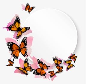 Free Flower Border Clip Art Black And White - Flying Butterflies Transparent Background, HD Png Download, Transparent PNG