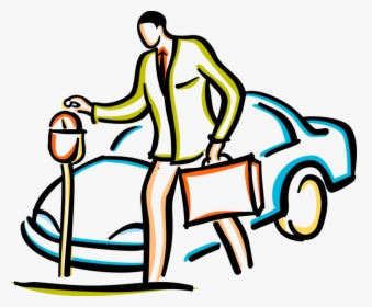 Vector Illustration Of Businessman Puts Money In Parking - Parking Meter Coloring, HD Png Download, Transparent PNG