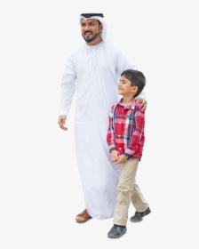 Arab Dad And Son, Walking In Traditional Fashion - Arab Person Walking Png, Transparent Png, Transparent PNG