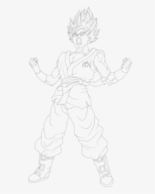 Goku Ssgss Fukkatsu No F Power Up Lineart By Dragonballaffinity - Line Art, HD Png Download, Transparent PNG