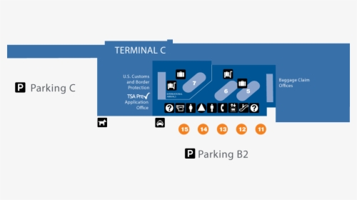 Riley Terminal Layout For Arrival Level - Arrival John Wayne Airport Map, HD Png Download, Transparent PNG