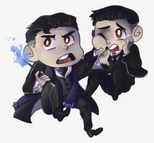 “drawing I Did Chibi Style Of Graves And Credence From - Cartoon, HD Png Download, Transparent PNG