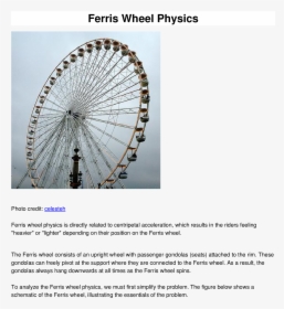 Rotation Around A Fixed Axis Physics Ferris Wheel Motion - Ferris Wheel Model Of Physics, HD Png Download, Transparent PNG