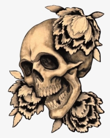 Collection Of Free Drawing Tattoo Skull Download On - Skull Flower Tattoo, HD Png Download, Transparent PNG