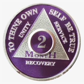 2 Month Purple Silver Plated Aa Medallion 60 Day Chip - Badge, HD Png Download, Transparent PNG