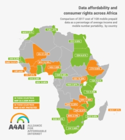 Data Affordability And Consumer Rights Across Africa - Africa Map, HD Png Download, Transparent PNG