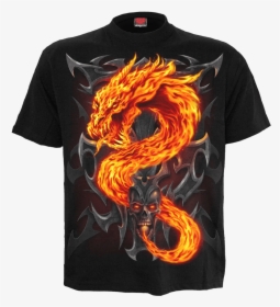 Black Fire Dragon T-shirt - Spiral Fire Dragon T Shirt, HD Png Download, Transparent PNG