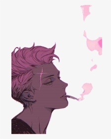 #pink #lightpink #smoke #aesthetic #pretty #anime #drawing - Cool Smoking Anime Boy, HD Png Download, Transparent PNG