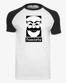 Lennart Fsociety T-shirt Raglan Tee White , Png Download - Raglan Sleeve, Transparent Png, Transparent PNG