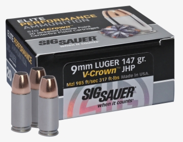 Sig Sauer E9mma320 Elite V-crown 9mm Luger 147 Gr Jacketed - Sig Sauer 45 Hollow Point, HD Png Download, Transparent PNG