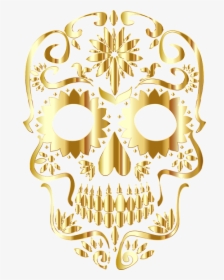 Gold Sugar Skull Png, Transparent Png, Transparent PNG