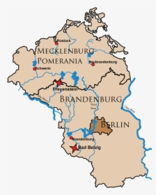 Castle Locator Map Of The German States Of Brandenburg - Rivers In Brandenburg Germany, HD Png Download, Transparent PNG
